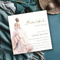 Modern Watercolor Wedding Gown Bridal Shower
