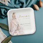 Modern Watercolor Wedding Gown Bridal Shower Paper Plate<br><div class="desc">If you need any further customization please feel free to message me on yellowfebstudio@gmail.com.</div>