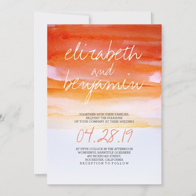 Modern watercolor wedding invitations (Front)