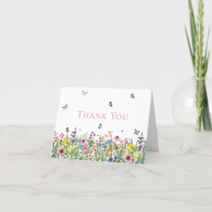 Modern Watercolor Wildflowers  Thank You Card