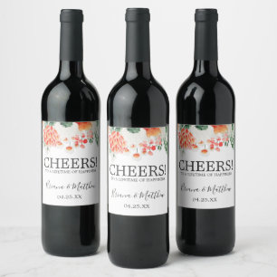 Modern Watercolor Wildflowers Trendy Floral Wine L Label