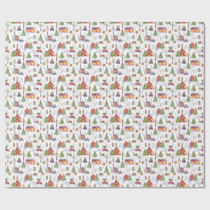 Modern Watercolor Winter Christmas Objects Pattern Wrapping Paper