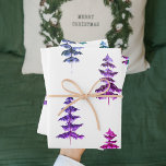 Modern Watercolor Winter Pine PurpleTree Christmas Wrapping Paper Sheet<br><div class="desc">Modern Watercolor Winter Pine PurpleTree Christmas</div>