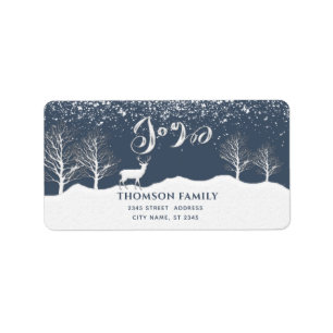 Modern watercolor Winter scene Joy Holiday  Label