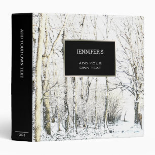 Modern watercolor winter snow forest personal binder