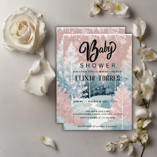 Modern Watercolor Winter Wonderland Baby Shower Invitation
