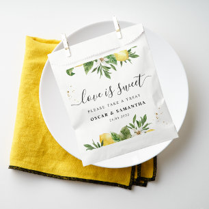 Modern Watercolor Yellow Lemons & Leaf Favour Bag