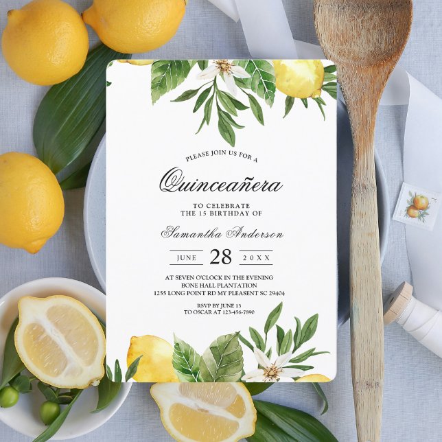 Modern Watercolor Yellow Lemons & Leaf  Invitation (Creator Uploaded)
