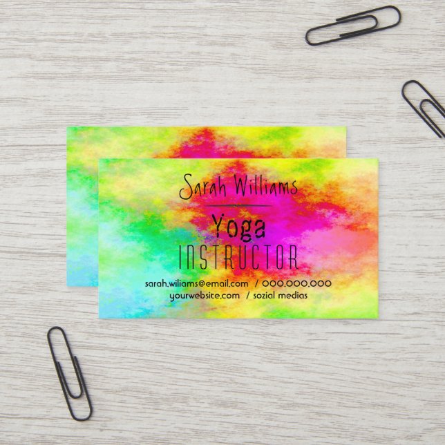 Modern Watercolor Yoga Business Card (Front/Back In Situ)