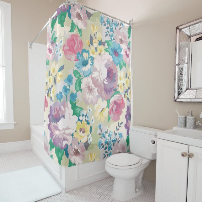 Modern Watercolors Colourful Flowers Pattern (In Situ)