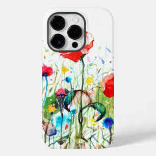 Modern Watercolors Red Poppy's & Spring Flowers Case-Mate iPhone 14 Pro Case