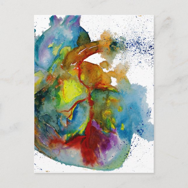 Modern Watercolour Anatomical Heart Postcard (Front)