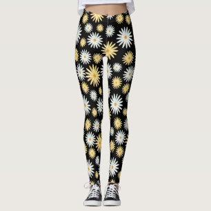 Modern Watercolour April Daisies Pattern Leggings