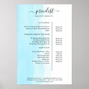Modern Watercolour Price List Poster