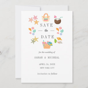 Modern Watercolour Summer Beach Save The Date