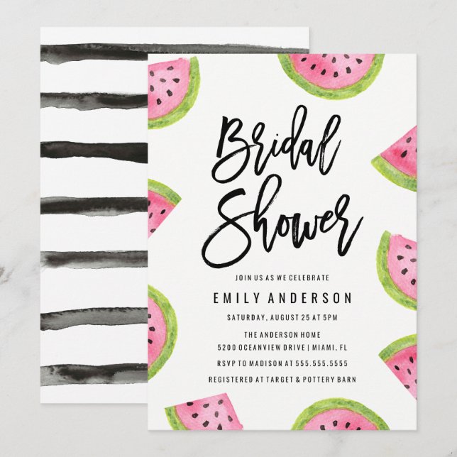 Modern Watermelon Bridal Shower Invitation (Front/Back)