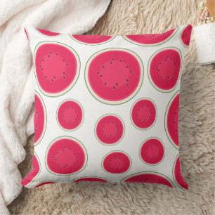 Modern Watermelon Cross-Section Pattern Throw Pillow