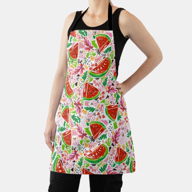 Modern Watermelon Floral  Apron (Insitu)
