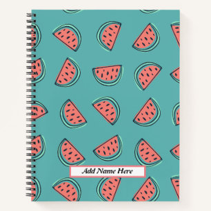 Modern Watermelon Pattern Customizable Name Notebook