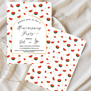 Modern watermelon pattern Garden Housewarming Part Invitation