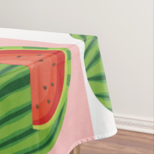 Modern Watermelon  Pattern Pink Stripes Tablecloth