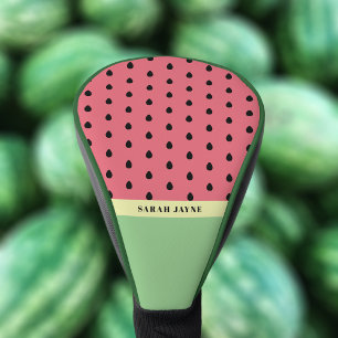 Modern Watermelon Seeds Pink Green Golf Head Cover