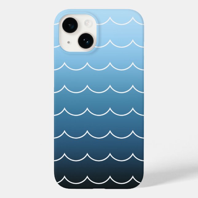 Modern Wave Pattern Calm Blue Gradient Case-Mate iPhone Case (Back)