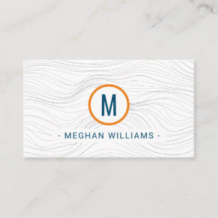 Modern wave pattern indigo blue wavy business card