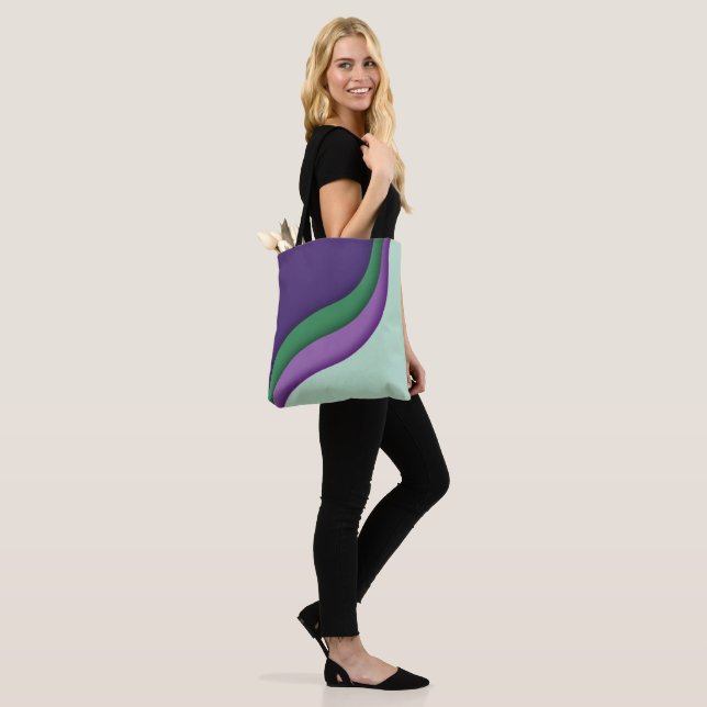 Modern Wave Purple Green  Tote Bag (On Model)