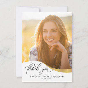 Modern Wave Shape Photo Graduation Thank You