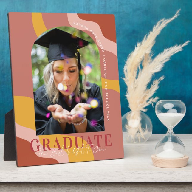 Modern Waves | Simple Arched Graduation Photo Plaq Plaque (Side)