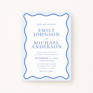 Modern Wavy Dual Blue Wedding Invitation