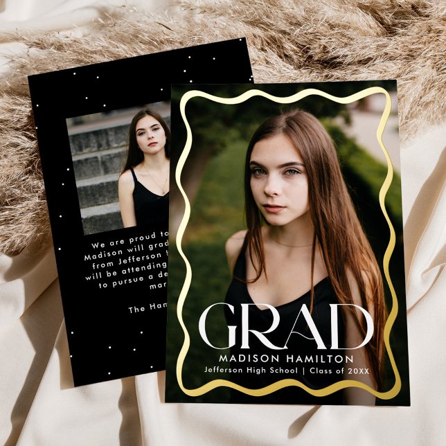 Modern Wavy Frame Grad 2 Photo Graduation (Creator Uploaded)