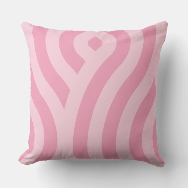 Modern Wavy Stripes Pattern Pink Throw Pillow (Front)