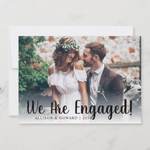 Modern We Are Engaged Photo Script Engagement Announcement