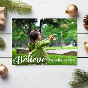 Modern We Believe in Christmas Magic Holiday Photo Card