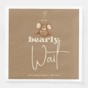 Modern We Can Bearly Wait Baby Shower  Napkin