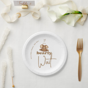 Modern We Can Bearly Wait Baby Shower Paper Plate