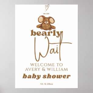 Modern We Can Bearly Wait Baby Shower Poster