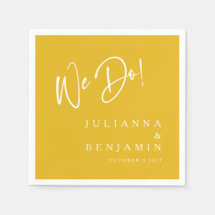 Modern We Do Elegant Custom Saffron Yellow Wedding Napkin