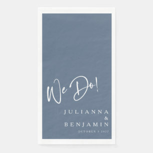 Modern We Do Elegant Custom Slate Blue Wedding Napkin