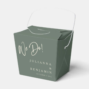 Modern We Do Elegant Custom Wedding Dark Sage  Favor Box