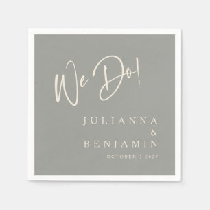Modern We Do Elegant Custom Wedding Grey Napkin