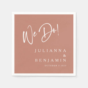 Modern We Do Elegant Custom Wedding Terracotta Napkin