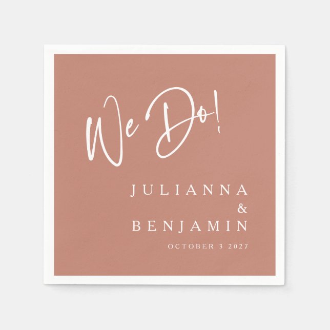 Modern We Do Elegant Custom Wedding Terracotta Napkin (Front)