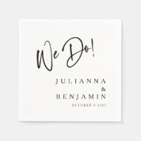Modern We Do Elegant Custom Wedding White Black