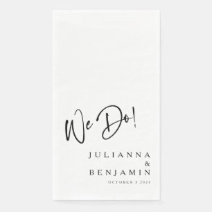 Modern We Do Elegant Custom Wedding White Napkin