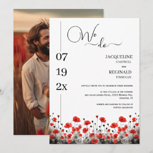 Modern We Do Minimalist Floral Photo Wedding Invitation