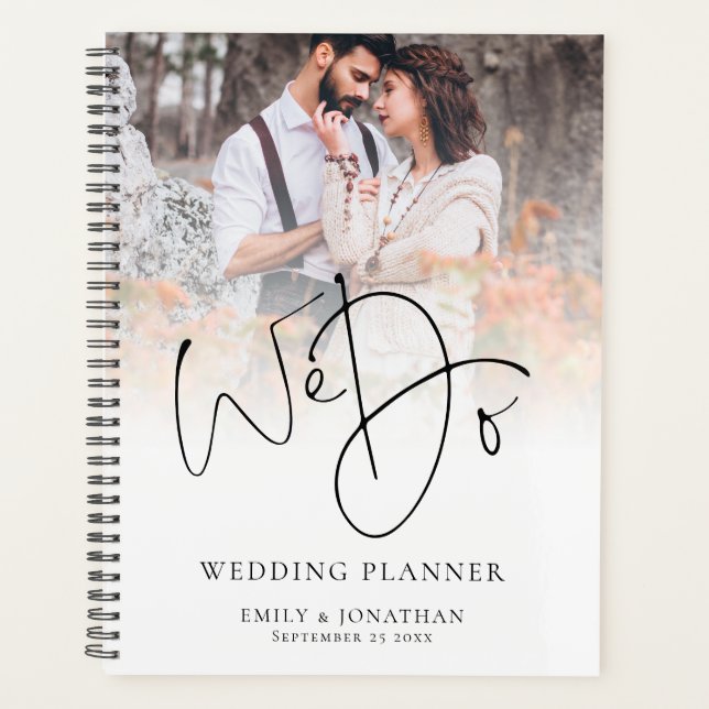 Modern We Do QR Code Photo Overlay Wedding Planner (Front)