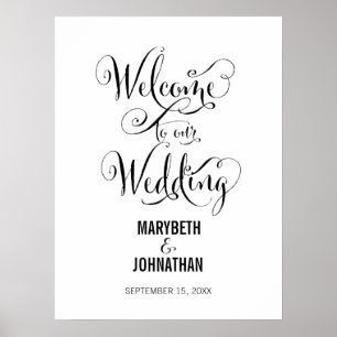 Modern We Do Script Mariage Welcome Poster Signe